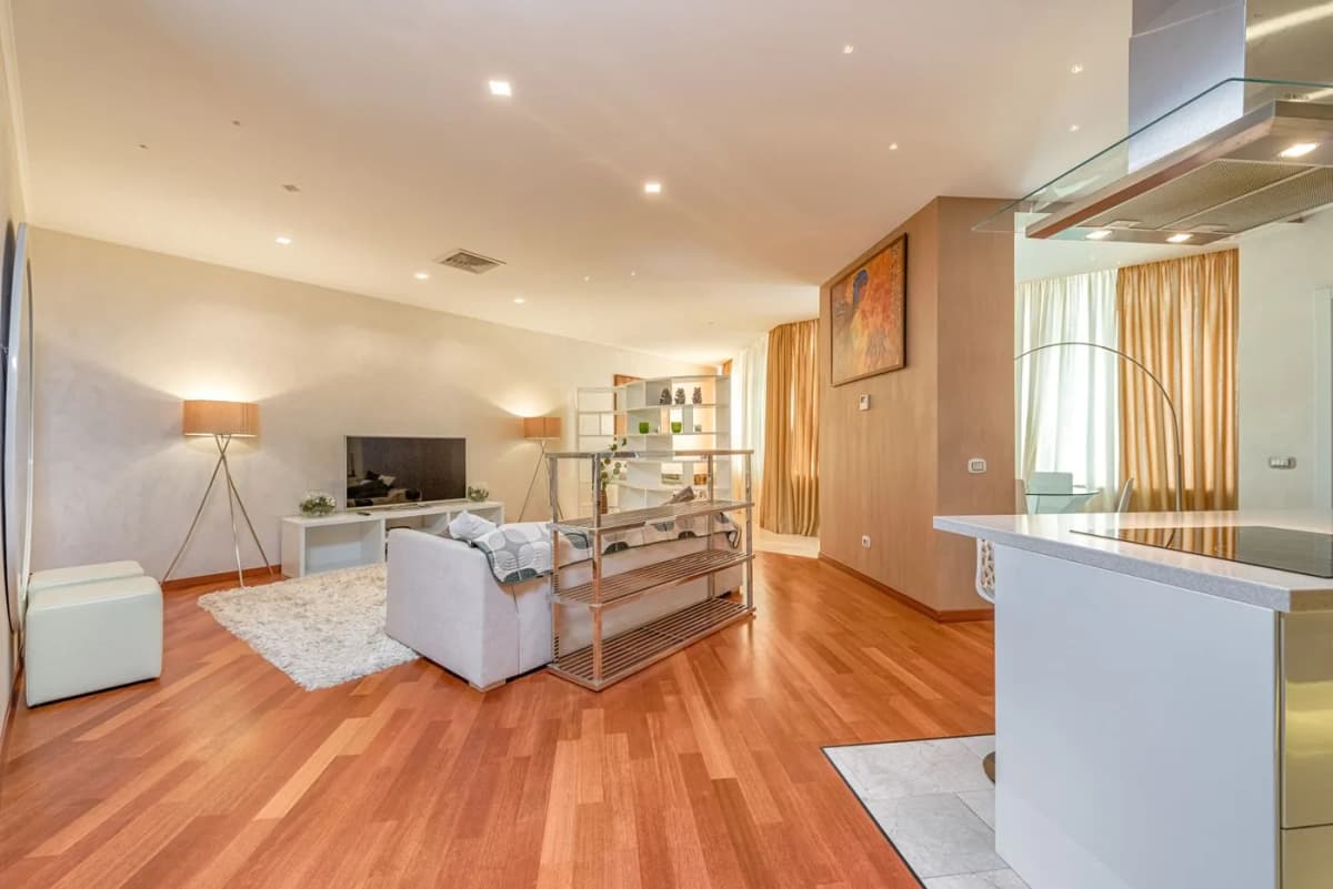 Furnished living room and kitchen in a home