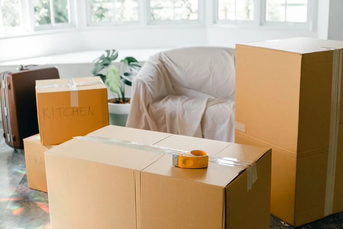 Packed boxes in a home before a move